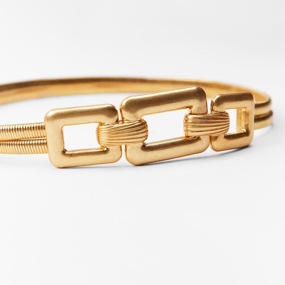 Zara limited edition vintage golden metallic stretch belt you can’t miss - Picture 2 of 4
